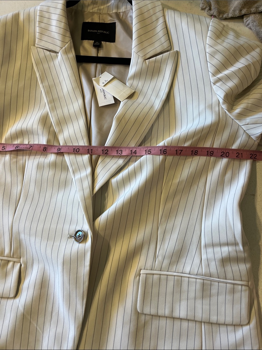 Banana Republic Cream Pinstripe Blazer with Gray Stripes - Picture 5 of 7